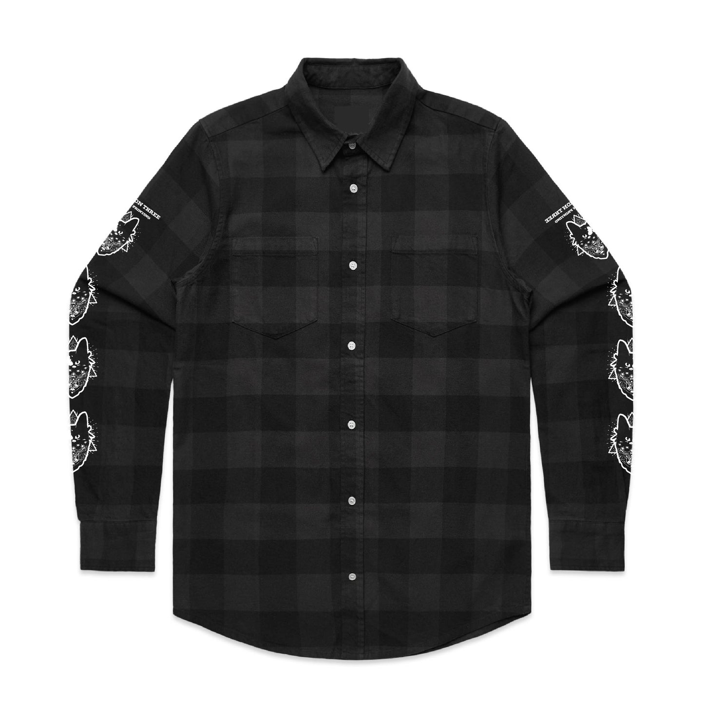 Coal And black Chequered heavy shirt - Junktionthree Sleeve Logo